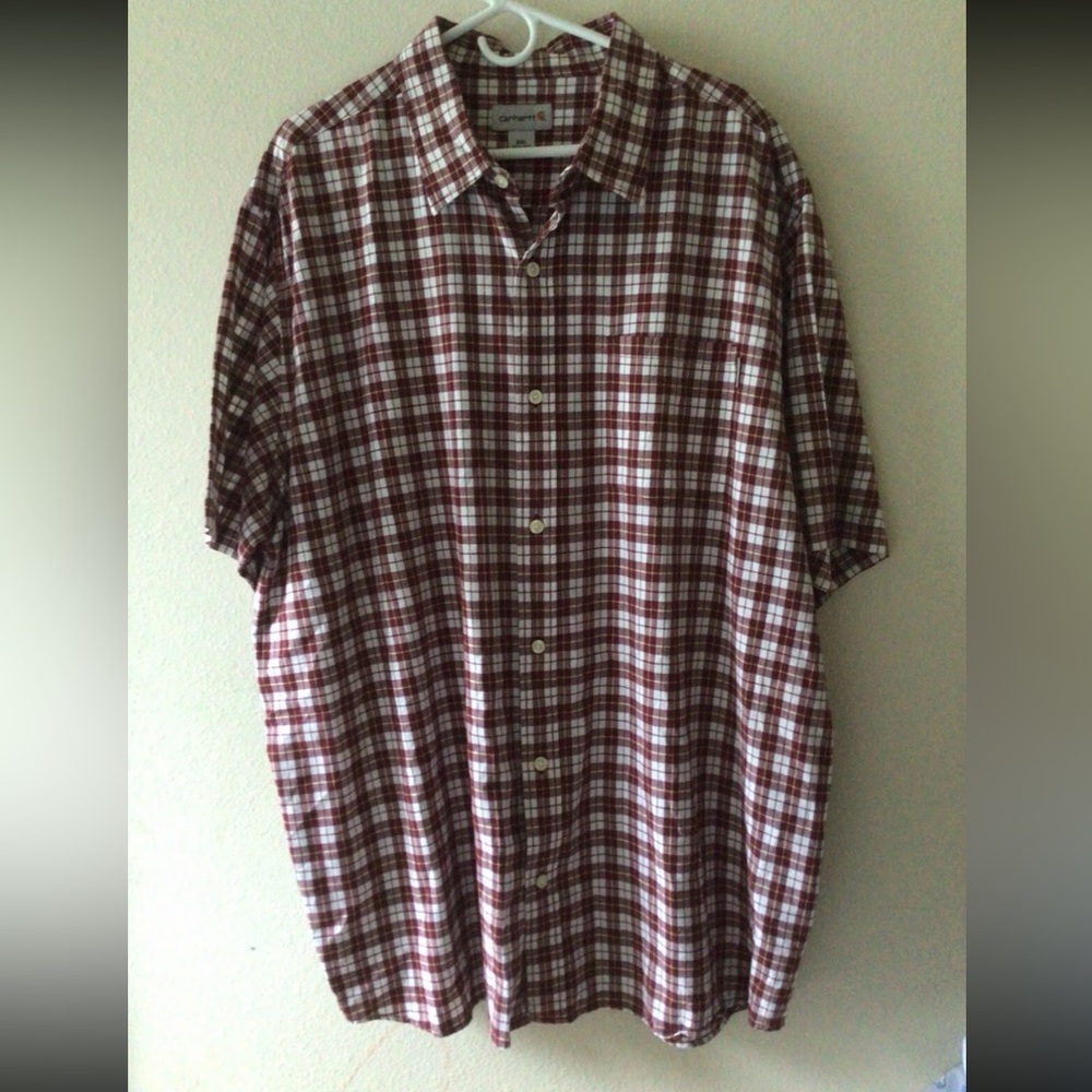 Carhartt Men's Red Plaid Button Down Shirt